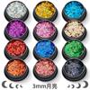Amazon venta al por mayor lentejuelas polvo de cebolla dorado set de colores mezclados 3 mm parche de luna esmalte de uñas pegamento de gota maquillaje