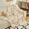 Manta de Gasa Arrugada de Algodón Puro, Colcha de Verano Infantil de Algodón con Dibujos Animados, Manta para Siesta en la Oficina, Manta de Cama para Aire Acondicionado