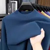 Suéter de Lana de Cordero Hilo Fino de 16 Puntos con Cuello Medio Alto para Hombre Otoño/Invierno Nuevo Espesado Cálido Color Sólido Capa Base Suéter para Hombre