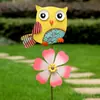 Decoração de Arte em Ferro para Arranjo de Flores de Jardim Externo para Pátio Villa Varanda Desenho Animado Flor Moinho de Vento Decoração Acessório para Arranjo de Paisagismo