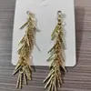 Moderna Pinza para Oreja Perforada con Borla de Trigo para Mujer, Pendientes Largos Brillantes de Alto Nivel Estilo Bohemio