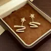 Brincos Fita Estelar de Zircônia Completa Agulha de Prata, Brincos Modernos, Elegantes, Delicados e Doces para Mulheres, Luxo Acessível e Brincos de Alta Qualidade