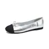 Weiwei Girl 369-2 Zapatos planos estilo Chanel, zapatos planos de mujer con punta redonda, bailarinas de mujer con borde enrollado