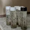Botella de té frío estilo caligrafía china de 500 ml, popular en internet, cilíndrica, para té de leche, transparente, Lanting sequence, botella de plástico desechable