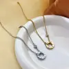 Kajia One Círculo Un Diamante Doble Cadena Pulsera de Un Solo Diamante Acero de Titanio Dorado Nuevo Pulsera para Mujer traje Collar Nueva Joyería