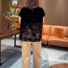 25617 Damei Ai Yuan Verano 2025 Nuevo Simple Moda Holgado Patchwork Top Casual Pantalones de Pierna Ancha para Mujer