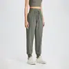 Calça de Fitness Yoga Harem Casual Solta de Cintura Alta com Cordão Secagem Rápida Proteção Solar Esportiva para Corrida Feminina
