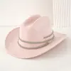 Chapéu Feminino Suede Vendido em Larga Escala no Exterior com Tira de Strass, Chapéu de Cowboy Elegante para Festas e Reuniões de Feriado