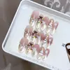 Uñas Portátiles Hechas a Mano Puras Nai Zi para Otoño e Invierno Navidad Nuevo Modelo E017 Dorado Estilo Ojo de Gato Francés Elegantes Pegatinas para Uñas