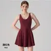 Vestido jacquard transfronterizo de cuello en U con copas fijas, que presenta un hermoso diseño en la espalda, sexy y seductor, adecuado para deportes, fitness y yoga, un vestido corto de una sola pieza para mujer