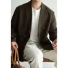 Chaqueta de Traje Casual de Doble Botonadura para Hombre Otoño/Invierno 2026 Lyocell Lana Acetato Chaqueta de Traje con Solapa de Muesca Negocios Ligero