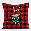 Funda de Almohada Navideña 2022 Serie Roja Transfronteriza Nueva Estampada Lino Hogar Sofá Cojín Respaldo Fabricación de Almohadas