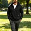 Jaqueta com capuz e zíper estilo funcional masculino, tamanho europeu, para outono e inverno, jaqueta de trabalho color block com múltiplos bolsos e zíper