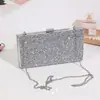 Bolsa de Embreagem de Festa de Alto Padrão com Strass Transfronteiriça, Pequena Bolsa Prateada Cravejada de Diamantes, Mini Bolsa Exquisita para Festa de Banquete