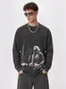 Camiseta de manga larga de algodón pesado con estampado retro americano de Kurt Cobain, marca de moda popular, hombros caídos, manga corta y cuello pequeño.