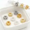 Oro Real de 18K Cuentas Espaciadoras de Diamante Cuentas Sueltas Cuentas Barril Pulsera de Perlas de Cristal Pulsera Accesorios de Joyería DIY C45