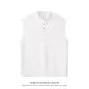 Chaleco sin mangas de cuello Henley blanco y gris para hombre verano americano polo sin mangas camiseta holgada peso pesado hombre mayor