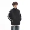 Sudadera de Estilo Coreano para Primavera y Otoño, Moda Urbana de Tendencia, Bloques de Color, Rayas de Tres Barras, Cuello Alto, Ligera, Corte Holgado, Chaqueta Deportiva Versátil para Hombre y Mujer