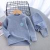 Ropa interior térmica infantil Develvet con forro de felpa, engrosada para invierno, estilo coreano nuevo, traje base para niños y niñas, pijama para bebé