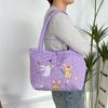 Nova Bolsa de Ombro Acolchoada em Formato de Coração Ins Bolsa Tote com Estampa de Cereja Desenho Animado Fofo Bolsa de Mão de Compras Feminina