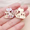 Aleación de Zinc Dibujos Animados Colorido Pintura de Goteo Impresión Colgante Gato Padre-Hijo Pulsera Pendiente Llavero Accesorios de Joyería