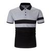 Camisa Polo Masculina Transfronteiriça Estampada Digitalmente Camiseta de Manga Curta Listrada Camiseta Casual Popular Gola Masculina Comércio Exterior