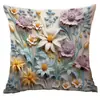 Funda de almohada floral retro nueva transfronteriza, funda de almohada para cojín de sofá de casa con estilo de pintura al óleo y talla impresa creativa