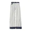 Jeans blancos con estampado de serpiente y dobladillo enrollado para hombre, pantalones con vibra de la alta calle americana, diseño de nicho, pantalones de pierna recta ligeramente acampanados