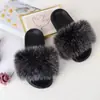 Chinelos de Pelo Sintético de Raposa para Comércio Exterior, Chinelos Peludos, Chinelos de Verão, Chinelos de Pelúcia para Casa, Sandálias de Pelúcia para Casa