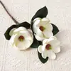 Flor de Loto Magnolia de 3 Cabezas Impresa en 3D Flor Artificial Falsa para Decoración del Hogar Estudio de Boda Flor de Decoración Suave