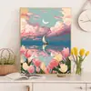 Pintura al óleo digital transfronteriza DIY Lienzo Colorear Pintura Hecha a mano Pintura a mano infantil Paisaje Pintura al óleo digital Venta al por mayor