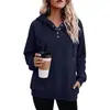 Roupas femininas de comércio exterior europeu e americano transfronteiriço, moletom casual de manga longa com bolso e cordão de cor sólida, novidade outono e inverno da Amazon