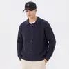 Estilo Old Money, cardigã de tricô com gola, suéter masculino folgado para outono/inverno, peça de sobreposição versátil, casual e estiloso, tendência de moda de alto padrão