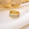 Anillo Hueco de Dos Tonos con Circonita Incrustada de Plata de Ley S925 Transfronterizo Europeo y Americano para Mujer, Exquisito Estilo Vintage de Corte de Lujo Ligero al por Mayor