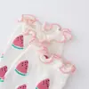 Meias da Moda Estilo Coreano para Mulheres com Meias de Cano Médio com Borda de Cogumelo, Meias de Cano Médio Fofas de Frutas, Meias de Algodão Fofas Estilo Japonês com Desenhos Animados para Mulheres