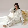Novos Pijamas de Algodão de Manga Longa para Mulheres, Estilo Cardigã, Casuais e de Alta Qualidade, Adequados para a Primavera, Podem Ser Usados Fora de Casa, Conjunto de Roupa para Casa para Primavera e Outono