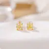 Brincos Yiluyin em Prata de Lei S925 Banhados a Ouro com Ametista e Citrino, Simples e Estilosos, Versáteis para o Dia a Dia, Brincos de Prata Facetados