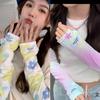 Mangas de Hielo con Flores para Mujer Mangas de Seda de Hielo Estilo Hyuna Mangas de Hielo Edición Estudiante Lindas Transpirables Dibujos Animados Finas Ins Verano Chica Caliente