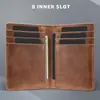 Porta-Cartões Multifuncional, Couro Macio Leve, Múltiplos Compartimentos para Cartões, Estojo para Documentos e Cartões, Porta-Cartões Masculino de Couro Genuíno Estilo Vintage, Personalizável