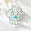 Diseño de Lujo, Broche de Flor Ultra Exquisito, Aleación de Cobre Incrustada con Broche de Perla de Vidrio de Circonia, Ramillete Llamativo Imprescindible