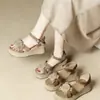Sandalias de Cuña para Mujer 2026 Verano Nuevo Estilo Casuales Romanas de Suela Gruesa para Usar con Faldas, Ligeras Florales Zapatos de Madre