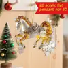 Item popular transfronteiriço: Pingente de Cavalo Galopante Dourado Luxuoso em Acrílico, Presente de Feriado, Decoração de Mochila, Chaveiro, Enfeite Pendente Decorativo