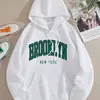 Moletom com Estampa de Letras, Moletom com Capuz Casual de Manga Longa com Bolso Canguru, Roupas Femininas