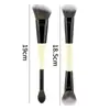 En Stock Pincel de Doble Extremo Transfronterizo Único, Pincel para Difuminar, Pincel para Contorno, Pincel para Base, Pincel de Puntos, Herramienta de Belleza Multifuncional con Mango de Madera