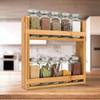 Estante de almacenamiento de madera maciza para cocina moderna y sencilla, estante de almacenamiento de madera para condimentos no perforado, estante oscilante creativo multifuncional de doble capa
