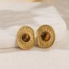 Aretes de Acero Inoxidable 304 con Oro de 18K de Alta Gama para Mujer Retro Cuadrados Europeos y Americanos Transfronterizos Bohemios de Acero Titanio