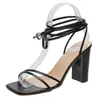 Zapatos de tacón alto para mujer de talla grande para verano 2026, comercio exterior, puntera cuadrada sexy, con tiras finas, sandalias de tiras cruzadas para mujer, transfronterizos