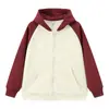 Moletom com Zíper e Capuz Tecido Saudável Estilo Infantil Manga Raglan Solta Jaqueta Color Block Tendência para Crianças Estampa Personalizada 320g