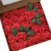 Caixa de Presente Transfronteiriça Espuma Pe Rosa Flor Artificial com Haste 25 Flores Decorativas de Casamento Presente de Dia dos Namorados
