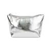 Bolsa de Cosméticos de Cuero Suave Plateada Impermeable Portátil Bolsa de Almacenamiento para Objetos Pequeños Bolsa de Almacenamiento Portátil de Tres Piezas para Viajes de Negocios